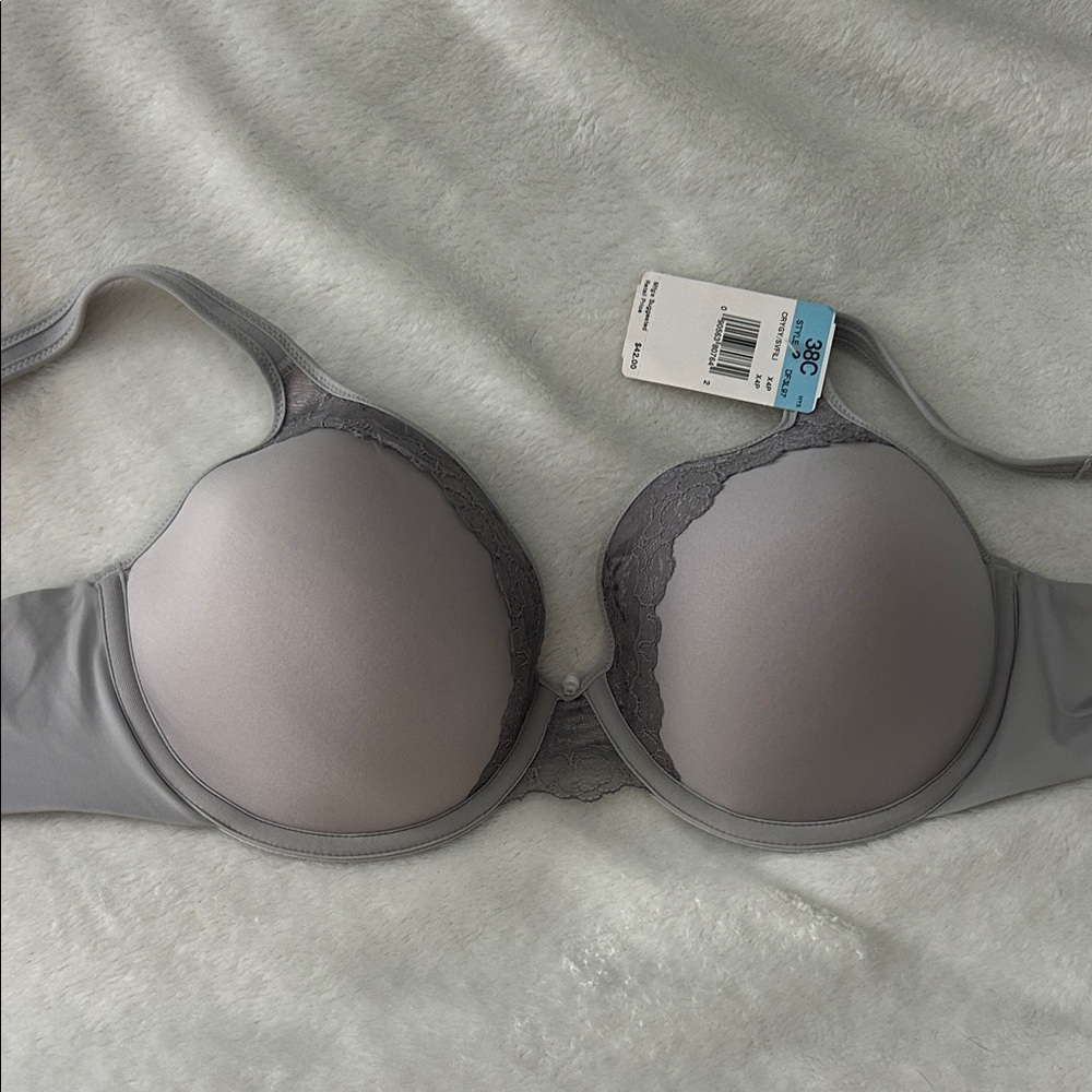 Bali Soft Gray Lace Accent Bra NWT